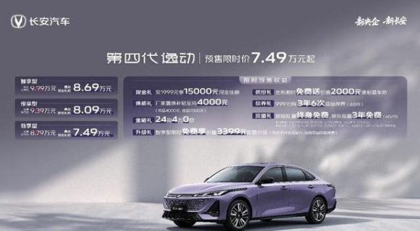 亿海智投 7.49万起长安逸动开卖！省油又智能，合资车慌了？